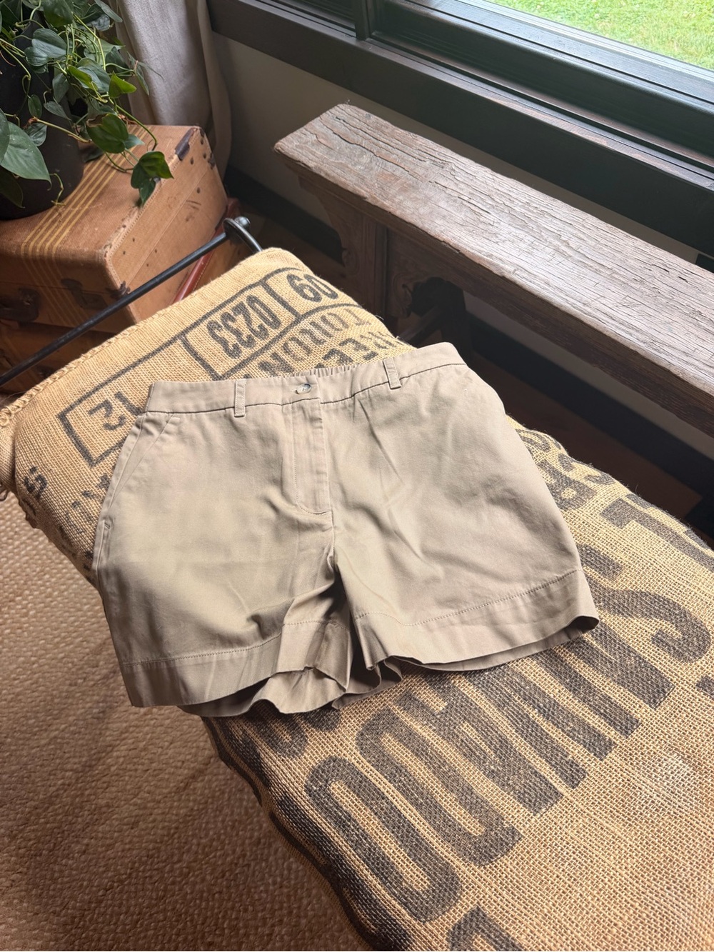 Copenhagen Delights Khaki Tan Women's Shorts with Button Detail